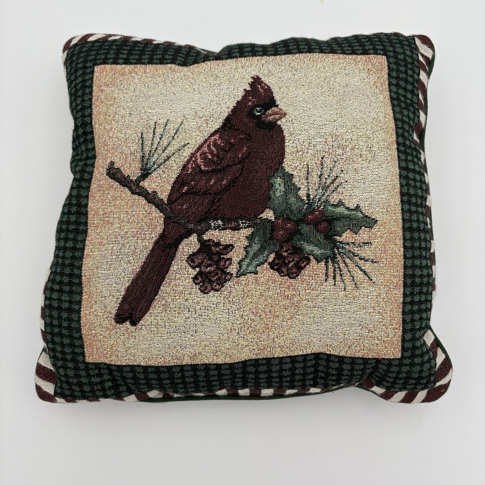Belk Cardinal Pillow 16x16" USA Made Vintage Holiday Christmas
